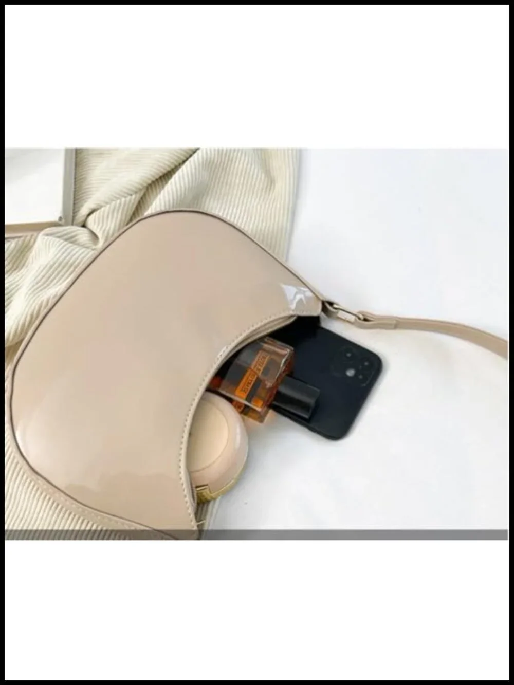 Patent Vegan Leather Clutch Hobo Shoulder Bag Mini Underarm